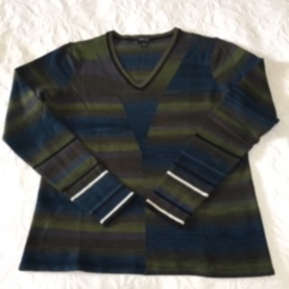Carlisle V-Neck Ombre Striped Sweater